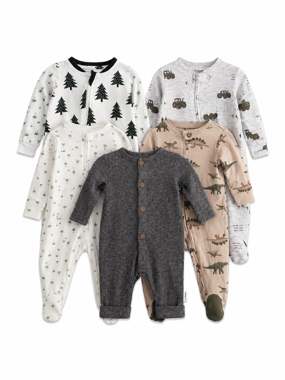 Size 0–3M Lot of 5 Carter’s Zip Jamz Baby Boys Sleeper Pajamas Bundle